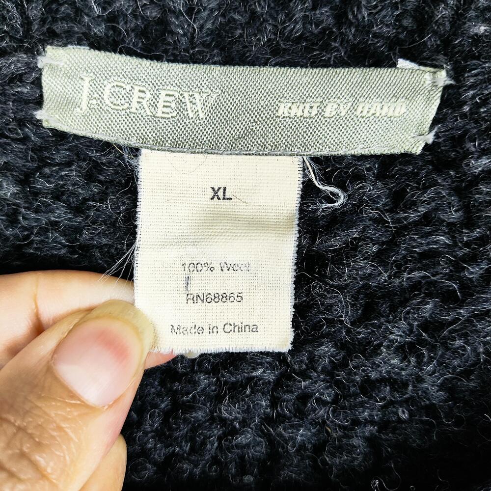 J Crew Sweater Mens XL Gray 100% Wool Hand Knit Chunky Cable Knit Pullover - Picture 3 of 11